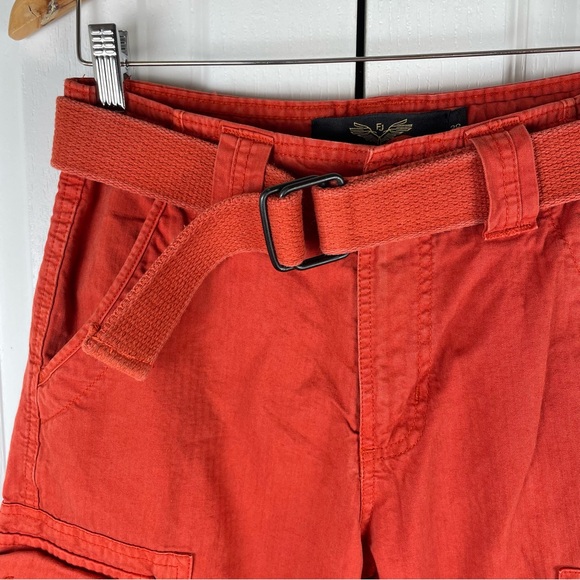 Y2K 2000s Ripstop Cargo Utility Shorts Men’s 28 Burnt Orange Tie Belted Faded - Picture 2 of 15
